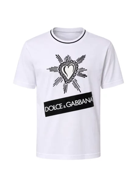 Tricou Dolce & Gabbana cu imagine cu motiv cu inimi alb