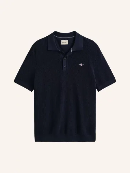 Gant Pletené Polo Tričko tmavě modrá