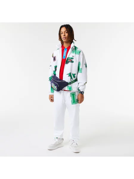 Lacoste Spodnie Dresowe Holiday Unisex Z Nadrukiem Regular Fit białe