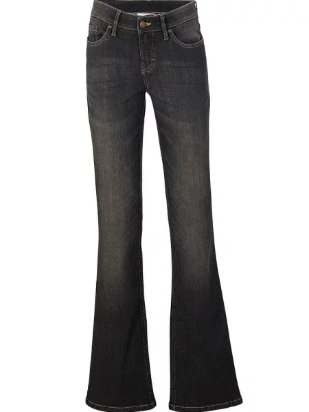 Wygodne dżinsy ze stretchem o kroju bootcut mid waist czarne