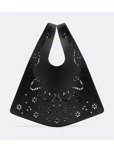 Bőr virágos shopper táska Simone Rocha fekete
