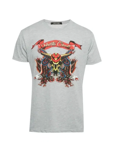 Tricou Roberto Cavalli cu imagine din jerseu gri