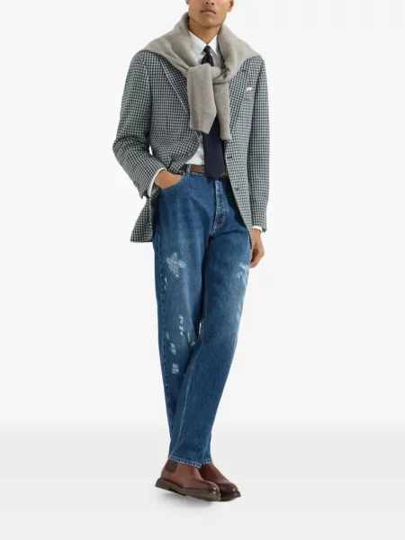 Sacou Brunello Cucinelli cu model pepito albastru