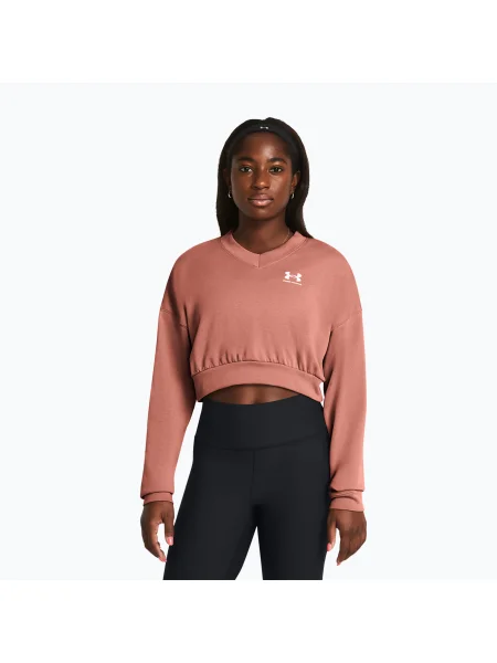Under Armour dámska tréningová mikina Rival Terry Os Crop Crew canyon pink/white biela