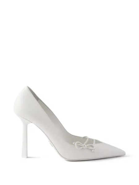 Pantofi cu toc Prada din piele alb