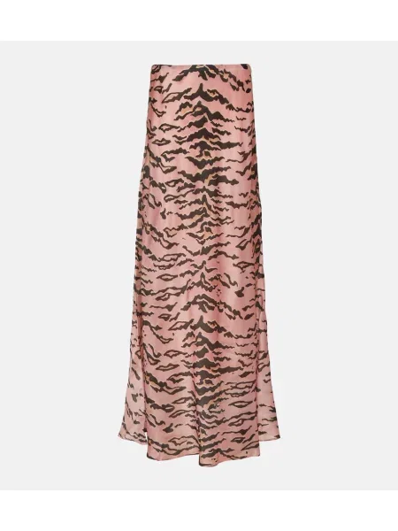 Jedwabna spódnica maxi Zimmermann z nadrukiem w tygrysie prążki różowa