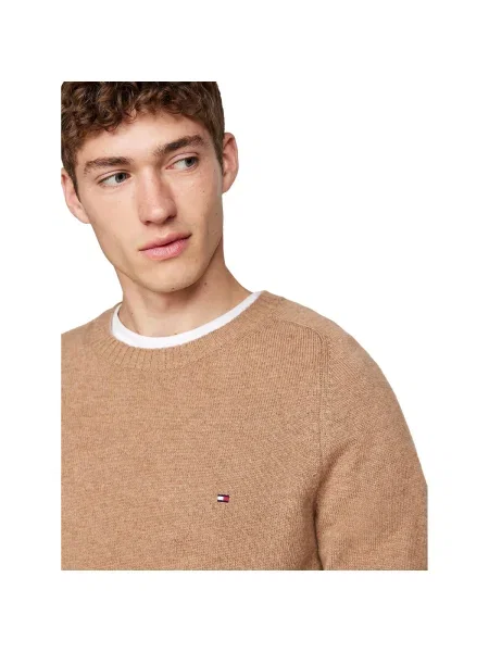 Mikina Tommy Hilfiger s okrúhlym výstrihom béžová