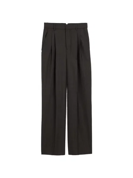 Pantaloni Ami Paris de lână cu dungi gri