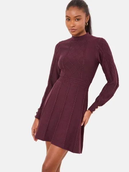 Lipsy Rochie tricotat burgundy roșu