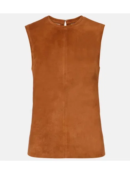 Top Stouls din piele de căprioară maro