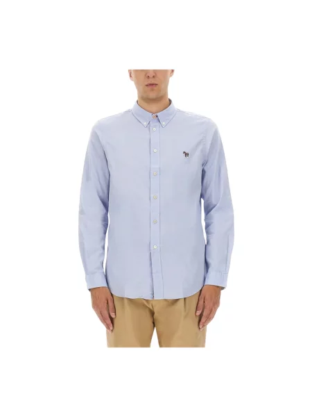 Koszula Ps By Paul Smith z twillu niebieska
