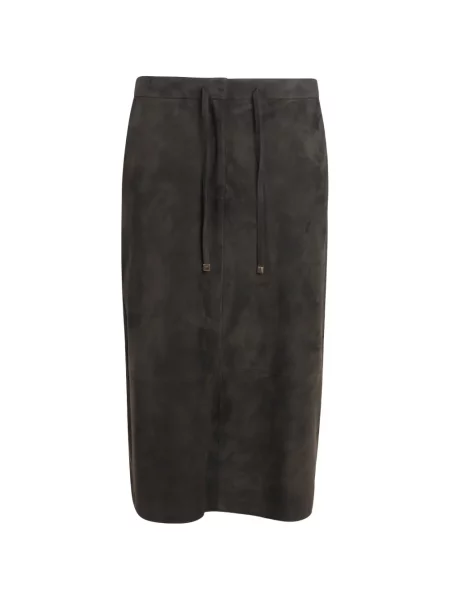 Fustă 's Max Mara din piele de căprioară cu cordon gri