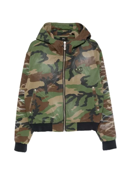 Geacă Thug Club cu glugă cu imagine cu model camuflaj verde