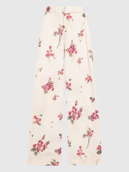 Штани Twin-set в квіточку з принтом бежеві