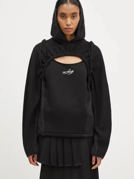 Кофта Andersson Bell Essential Cut Out Shirring Hoodie з капюшоном однотонна чорний