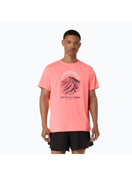 Tricou de alergare pentru bărbați Asics Fujitrail Logo Ss Top Sun Coral