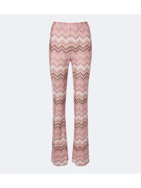 Pantaloni Missoni cu talie înaltă roz