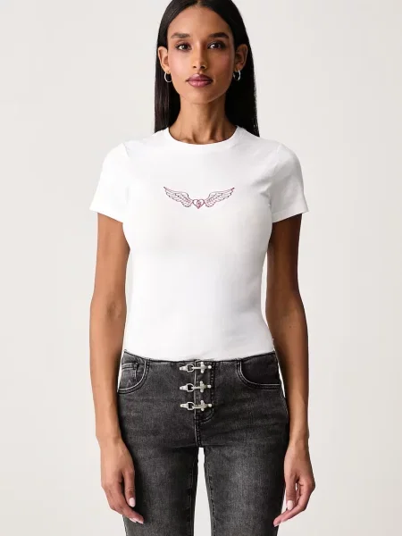 Guess Jeans T-shirt γυναικείο με ελαστάν λευκό