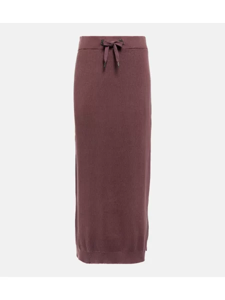 Fustă midi Brunello Cucinelli tricotate până la genunchi violet