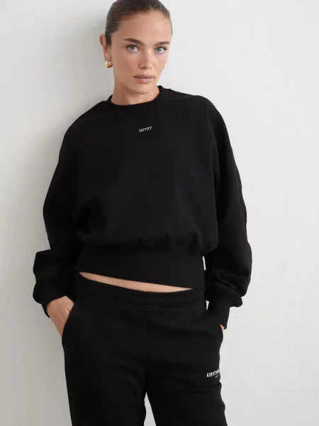 Bluza z dżerseju piqué skrócona Sportif czarny