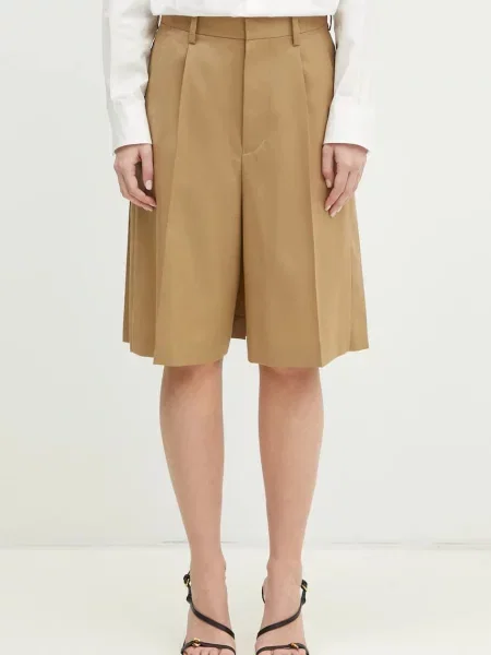 Undercover fustă-pantalon din lână Pants femei neted high waist bej