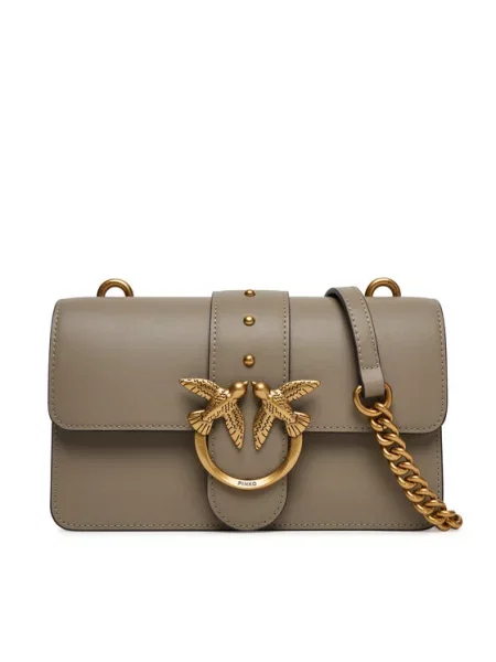 PINKO Ročna torba Love One Mini ST.CL Al PLTT Siva bela