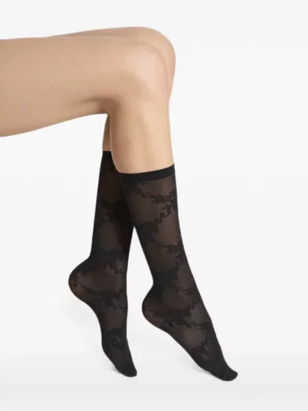 Чорапи Wolford на цветя с дантела черно