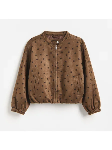 Reserved Bunda bomber z imitace semiše béžová