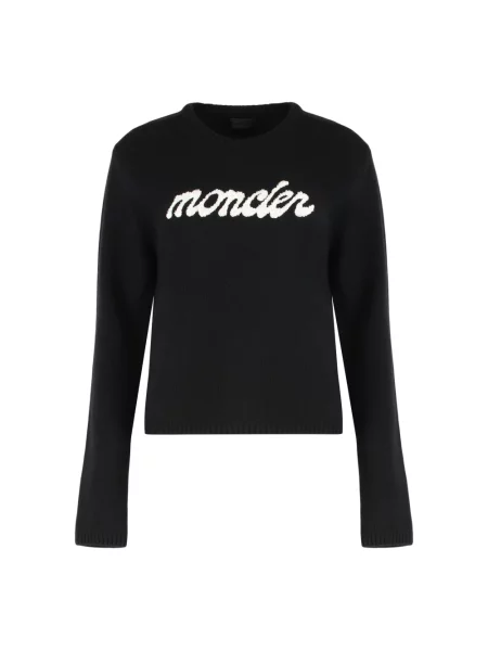 Sweter Moncler z kaszmiru z logo czarny