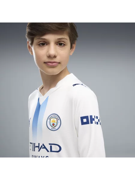PUMA Młodzieżowa trzecia koszulka z długim rękawem Manchester City Odzież biały