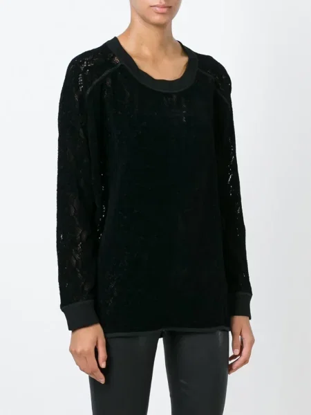 Top High din dantelă negru
