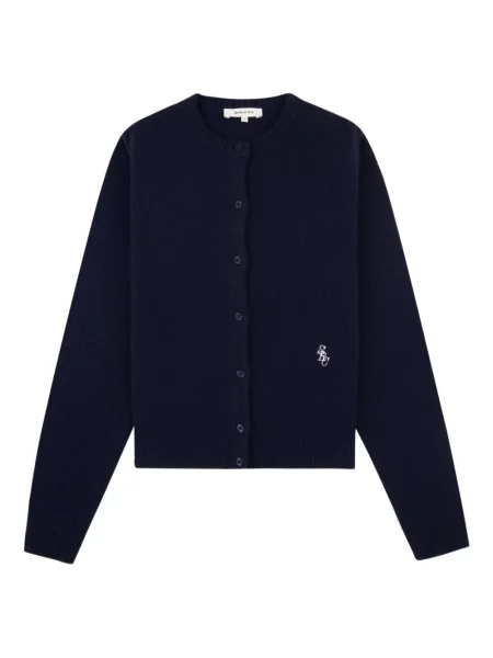 Cardigan Sporty & Rich cu broderie albastru