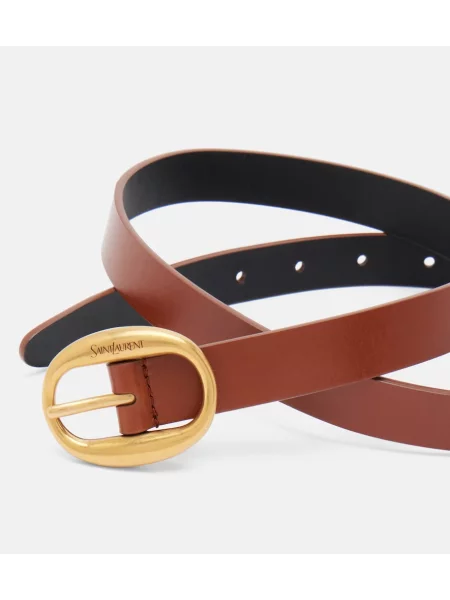 Cu centură curea Saint Laurent din piele maro