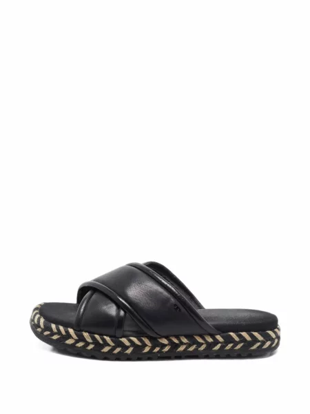 Iš natūralios odos sandalai Tory Burch juoda