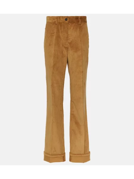 Spodnie Miu Miu z wysoką talią sztruksowe brązowe