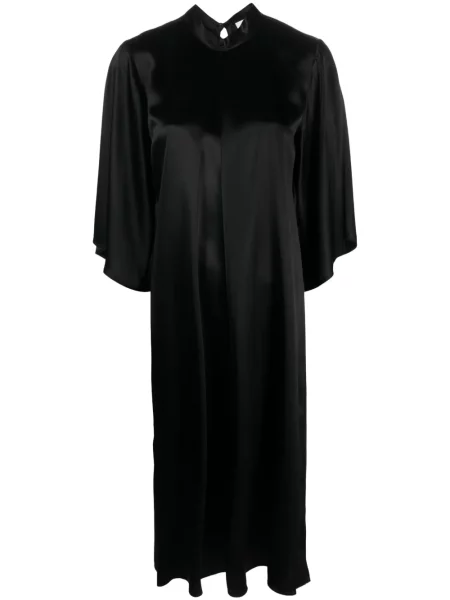 Rochie midi Forte_forte din satin până la genunchi de costum negru