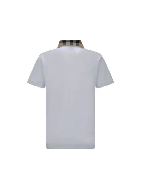 Koszulka polo Burberry w kratę z kołnierzem biała