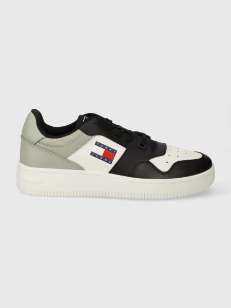 Wielobarwność trampki Tommy Jeans skórzane retro czarne