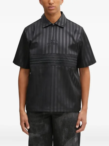 Geacă parka Adidas cu dungi cu glugă cu șireturi albastru