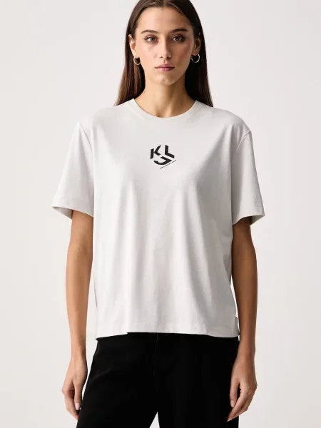 Karl Lagerfeld Jeans majica ženska s pamukom siva