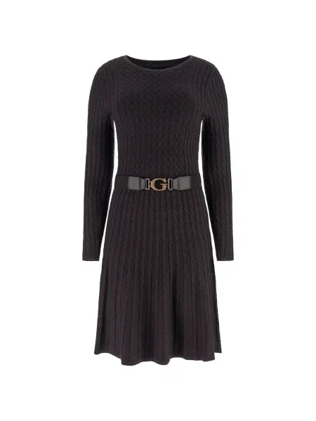 GUESS Pletena obleka HANA temno rjava