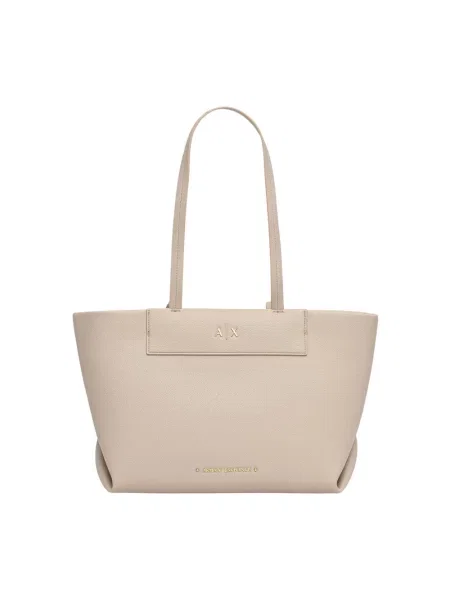 Armani Exchange torebka tote z imitacji skóry beżowa