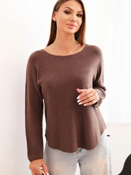 Pulover Kesi Włoski cu mâneci lungi lung maro