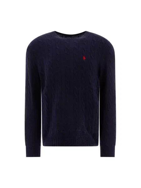 Polo Ralph Lauren sweter z dzianiny z zawartością kaszmiru Mężczyźni Wełna niebieski jednolity S granatowy