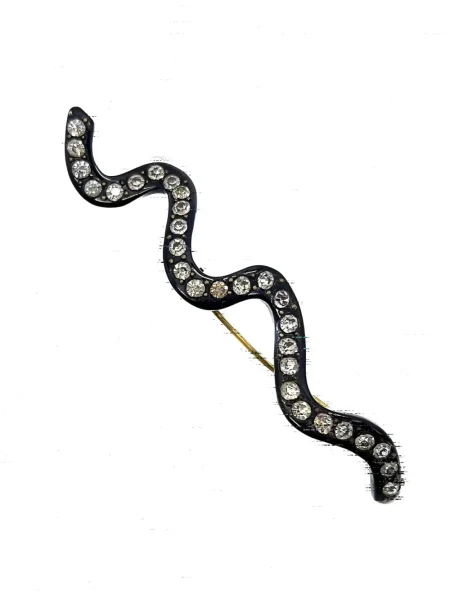 Křišťálová brož Jennifer Gibson Jewellery s hadím vzorem černá