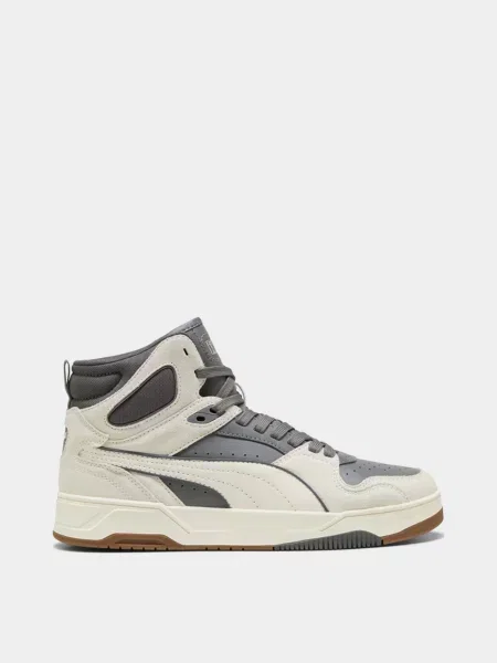 Кожаные кеды Puma серые