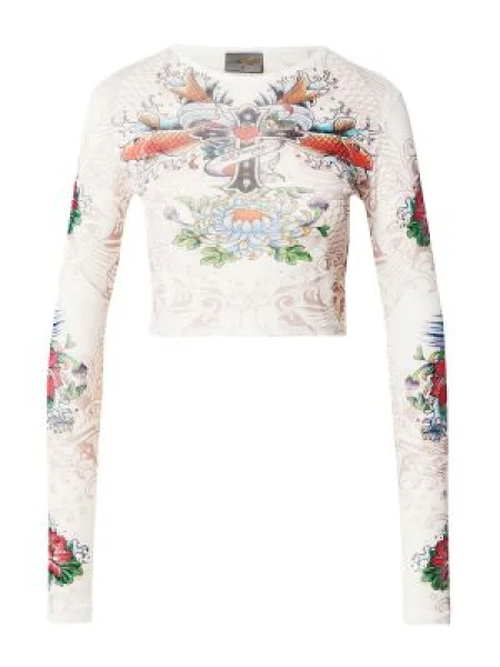 Ed Hardy Tričko světlemodrá / zelená / červená bílá