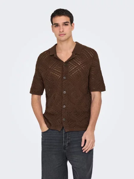 Only & Sons Geacă tricotată ONSKOLMAR închis maro