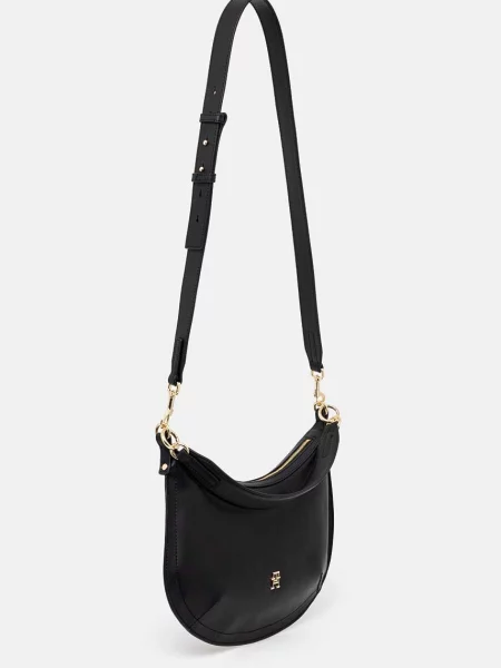 Lniana torebka Tommy Hilfiger biznesowa czarna