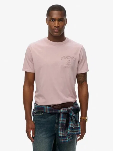 Superdry koszulka Athletic Embossed Relaxed – DUSKY PINK różowa